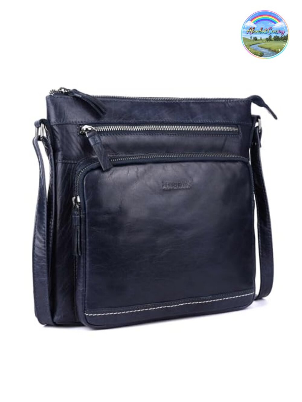 Genuine Leather Crossbody Purse Extra Large Triple Zip Shoulder Bag